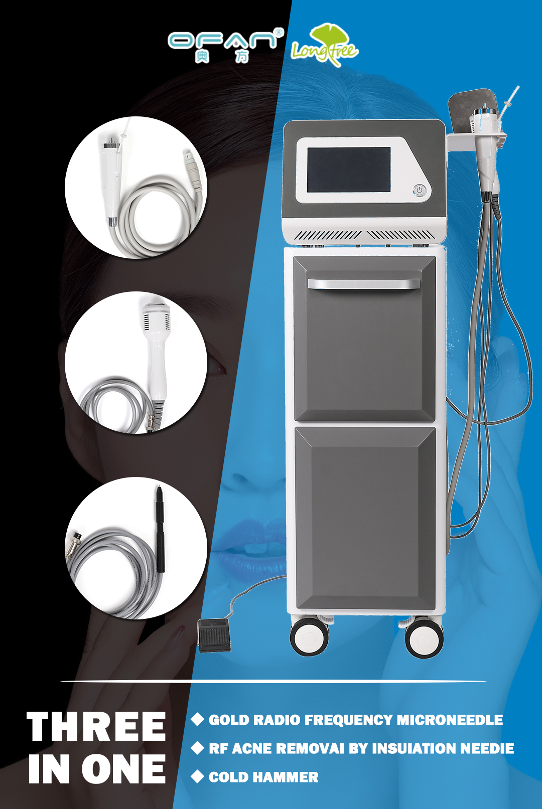 Portable 3in1 fractional rf machine