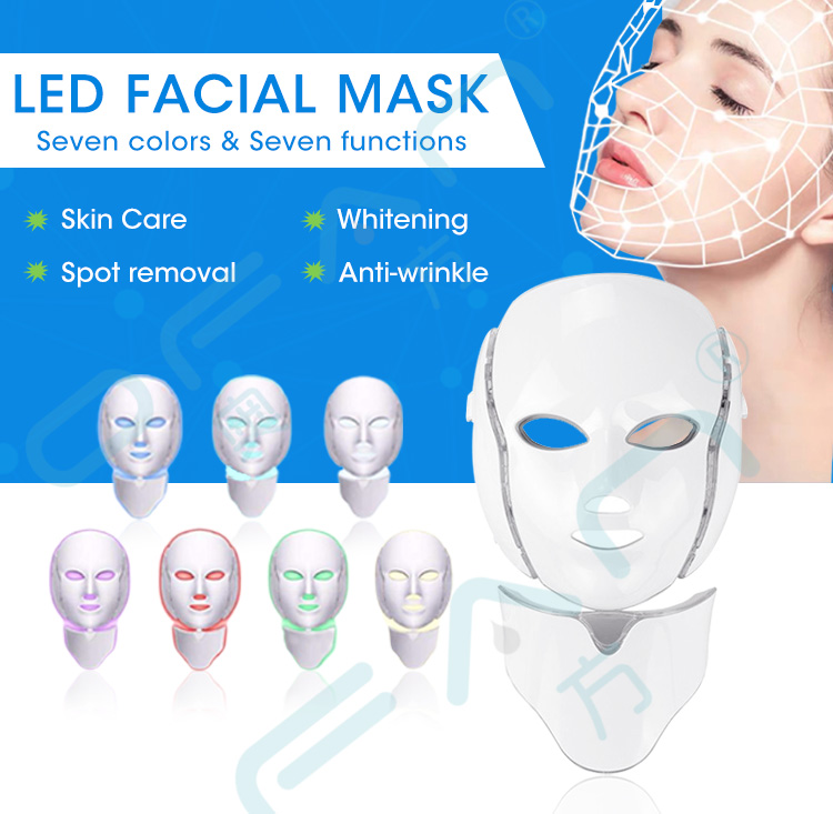 Home Use Anti-aging 7 Color LED PDT Face Mask Wrinkle Removal Photon Beauty Mask