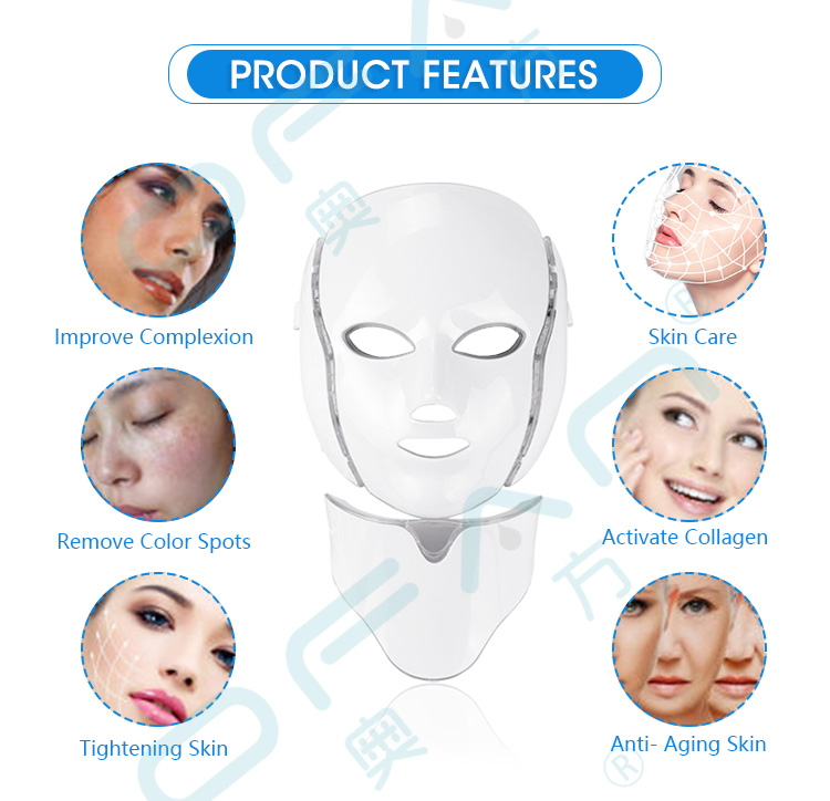 Home Use Anti-aging 7 Color LED PDT Face Mask Wrinkle Removal Photon Beauty Mask