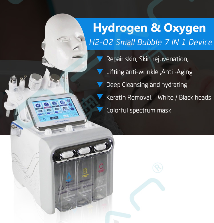 Hot Sale Multifunction 7 in 1 H2O2 Machine Skin Rejuvenation Oxygen Small Bubble Facial Machine