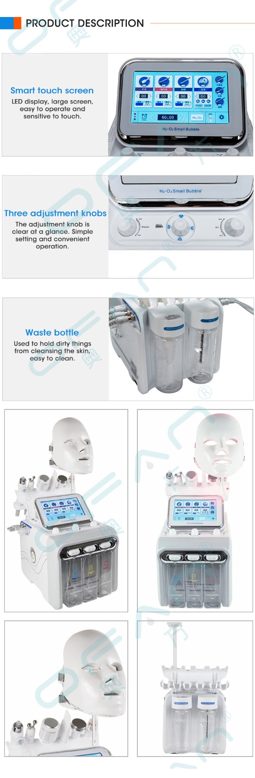 Hot Sale Multifunction 7 in 1 H2O2 Machine Skin Rejuvenation Oxygen Small Bubble Facial Machine