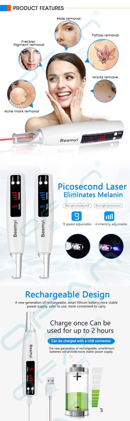 Picosecond Portable Charge Laser Blemish Acne and Tattoo Removal