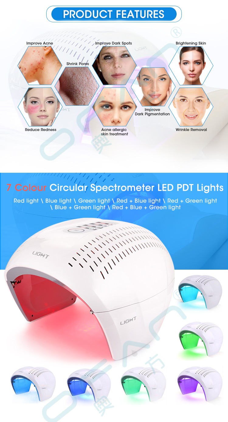 7 colors PDT LED Photon Light Therapy Lamp Facial Body Beauty SPA PDT Mask Skin Tighten Acne Wrinkle Remover Device