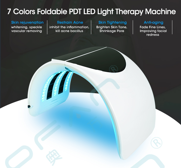 7 Color Foldable LED Light Photodynamic PDT Machine | Light Therapy Machine Facial Photon Skin Rejuvenation | Portable Beauty Equipment for Face, Body, Skin Care