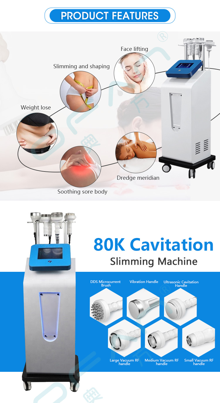 Multifunctional 6 in 1 5D RF 80k Cavitation Slimming Machine Liposuction Body Slimming Shaping Machine Vacuum Cavitation System