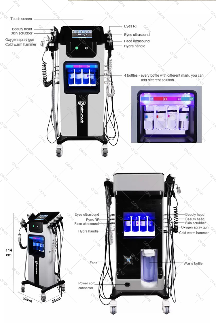 Mejor ultrasonido RF aqua Peel Hydra microdermoabrasion Spa Hydra Máquina de dermoabrasión de burbujas faciales con agua