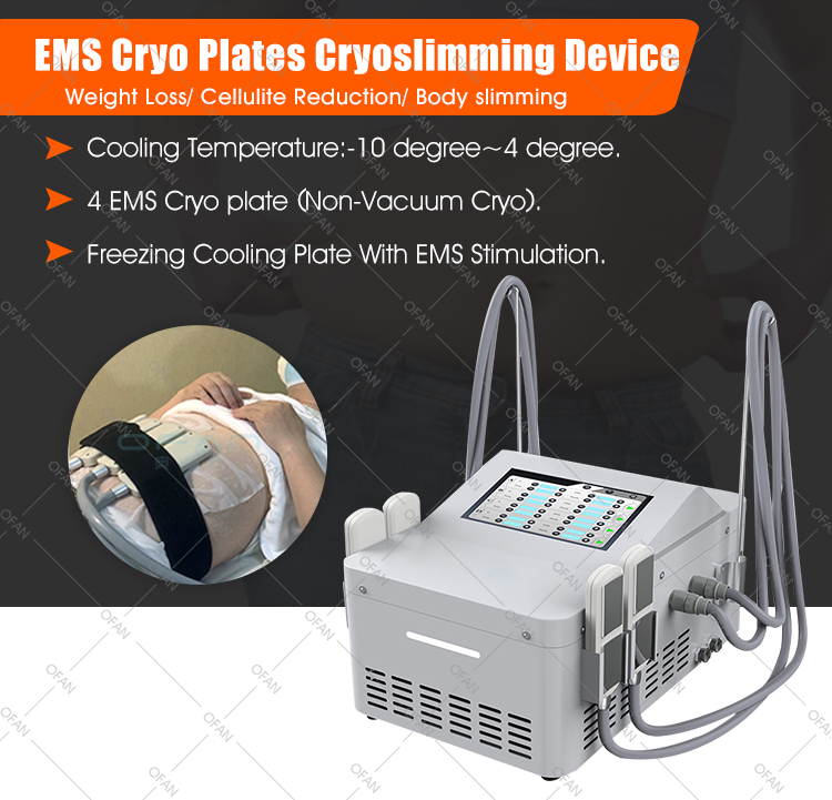 Máquina criogénica EMS de placas de enfriamiento de crioterapia de congelación de grasa con 4 manijas