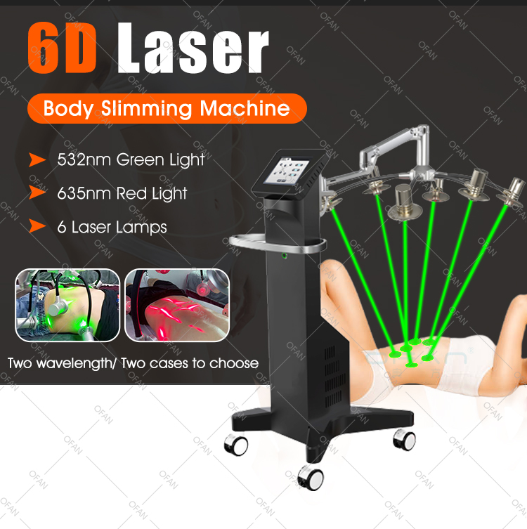 Longitudes de onda no invasivas de 532nm/635nm Terapia láser reducción de grasa adelgazante máquina láser 6D