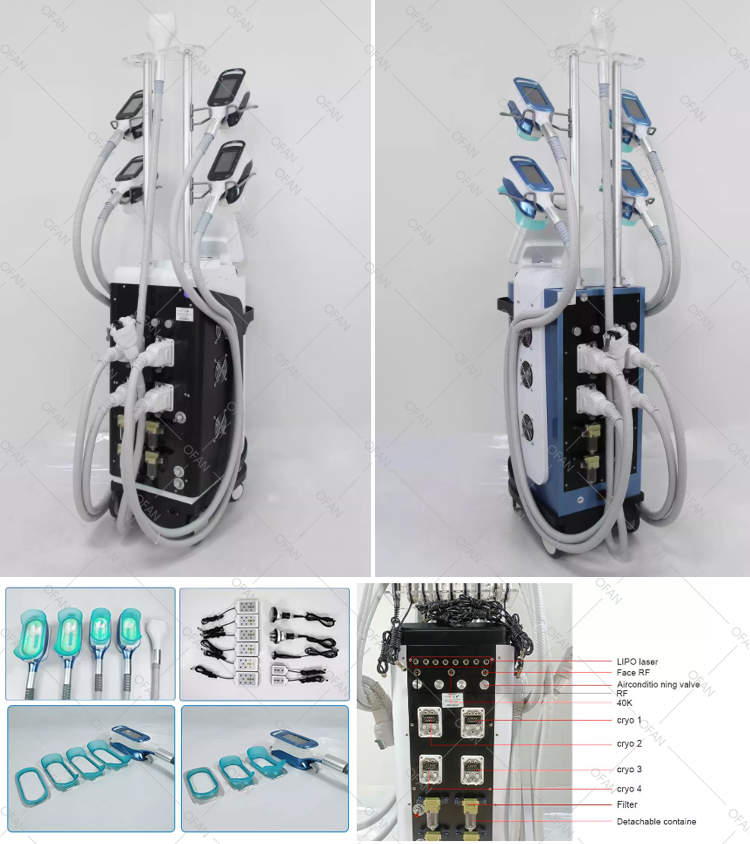 OFAN cool tech sistema de cavitación al vacío 5 manijas kryolipolyse 360 precio de crioterapia Máquina de criolipólisis