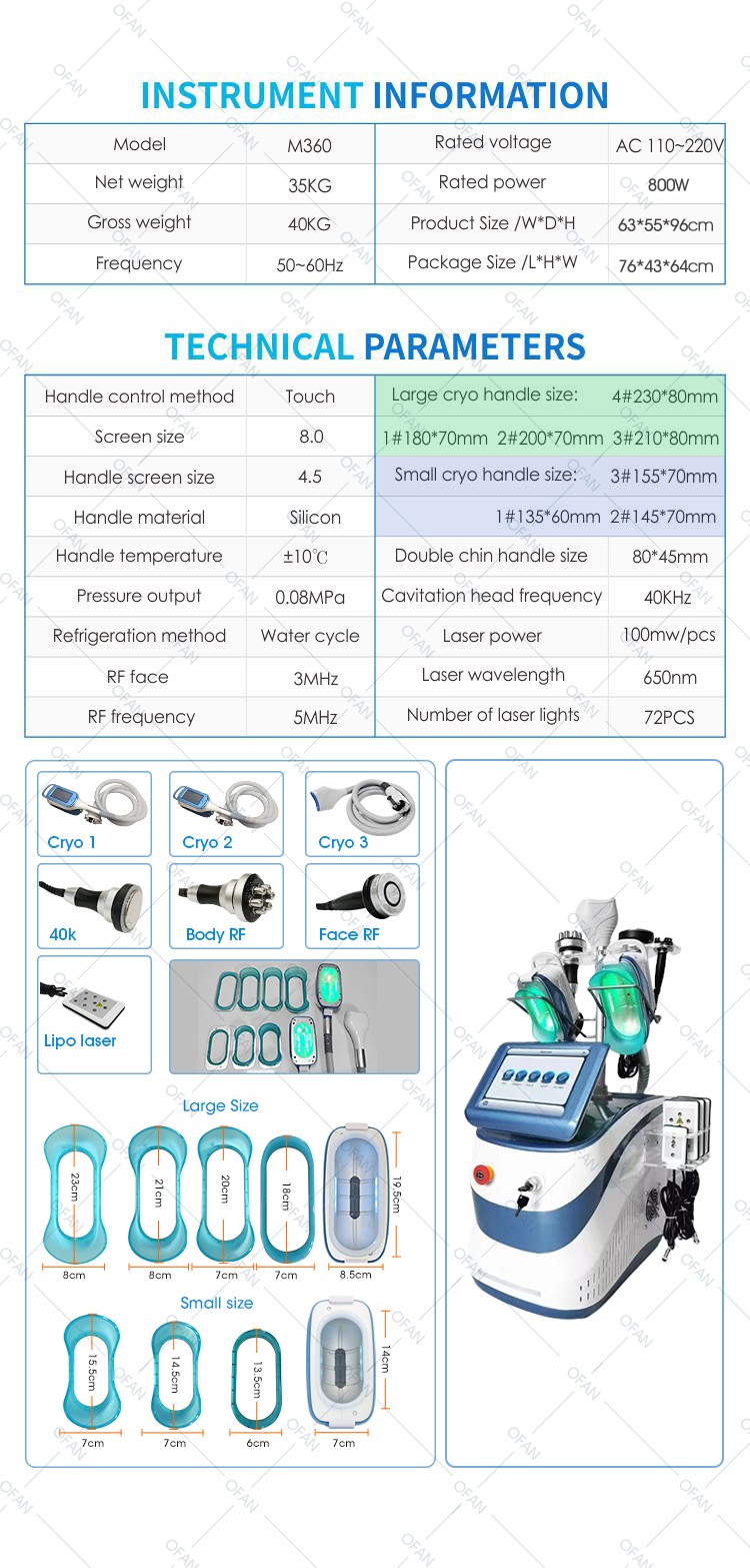 OFAN contorno corporal kryolipolyse cara/facial cryo S360 terapia de frío cryotherapi portátil mejor máquina de criolipólisis a la venta